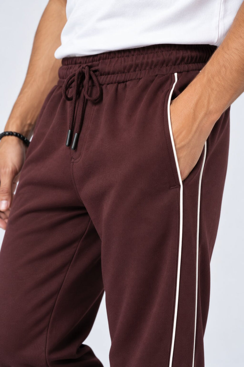 Mens Maroon Relaxed Fit Track Pant - Image 3