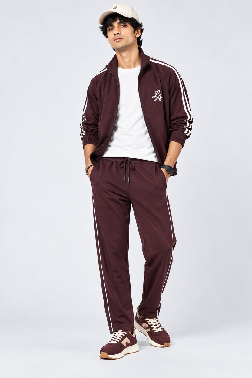 Mens Maroon Relaxed Fit Track Pant - Image 6