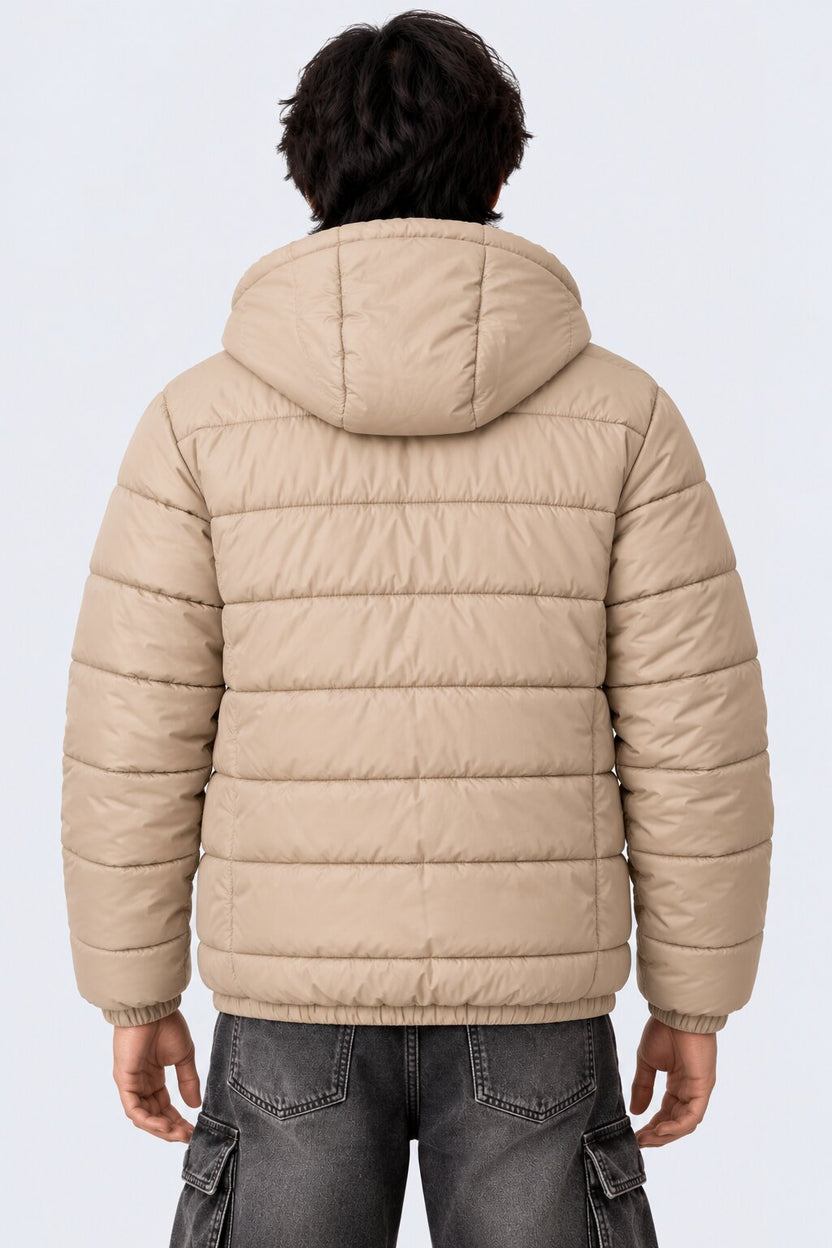 Mens Beige Winter Bomber Jacket - Image 5
