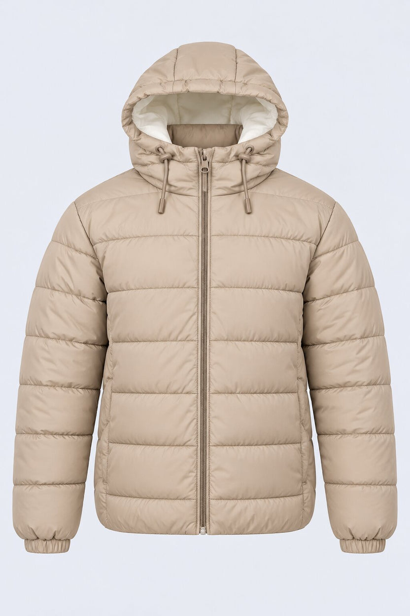 Mens Beige Winter Bomber Jacket - Image 7