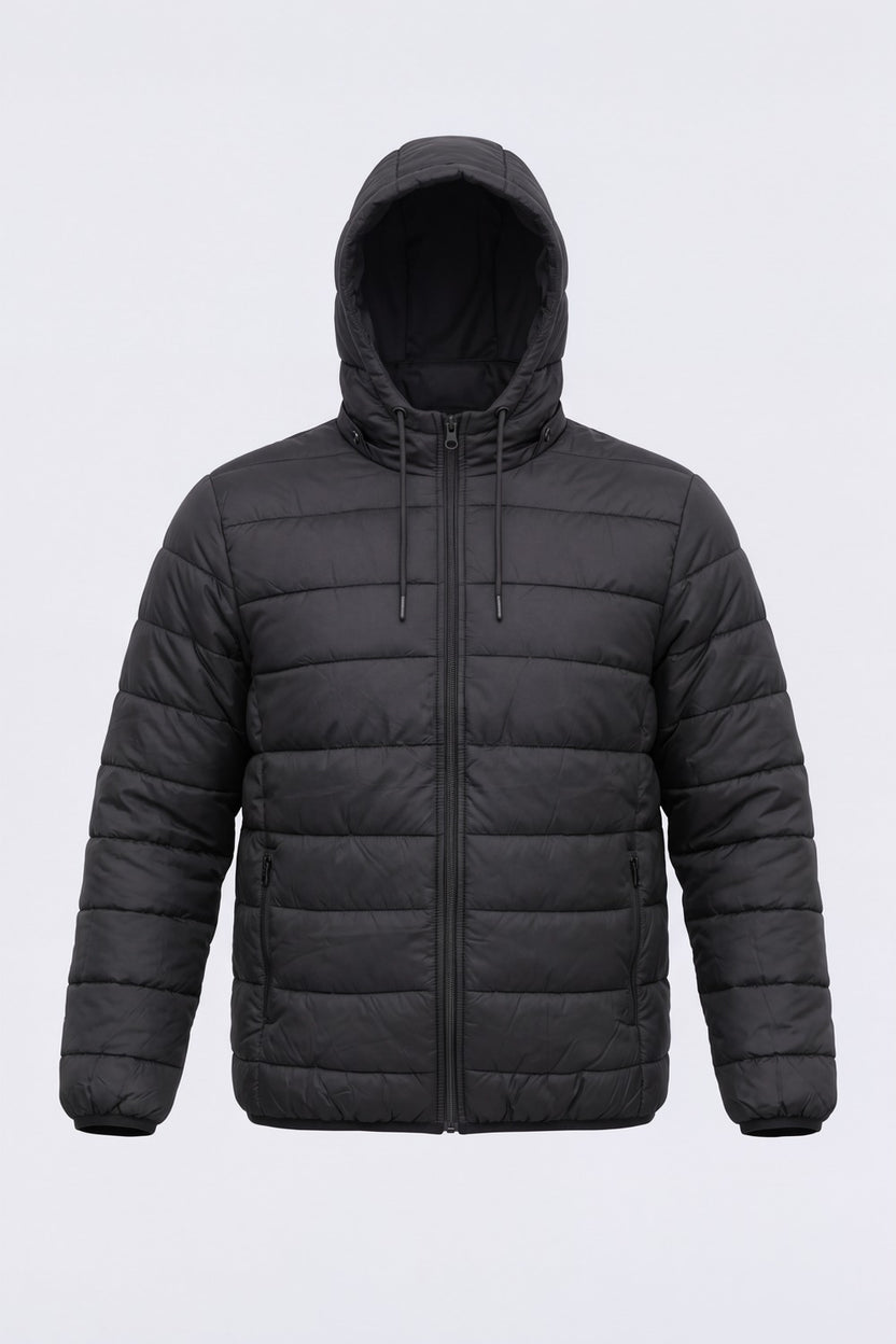 Mens Black Hooded Bomber Jacket - Image 7