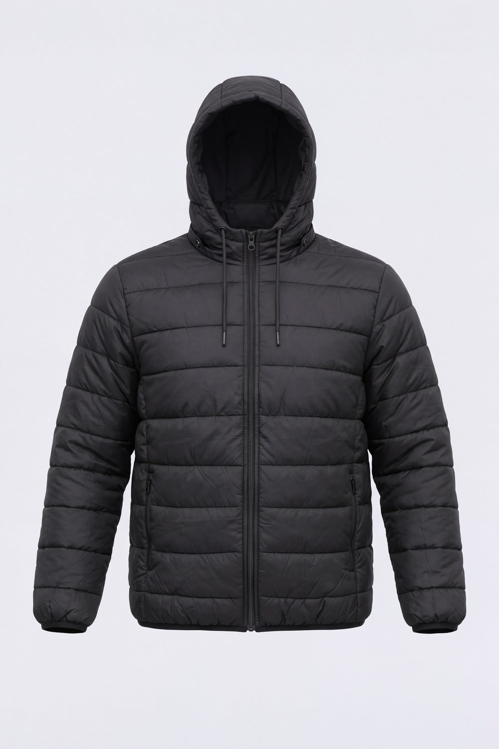 Mens Black Hooded Bomber Jacket - Image 7