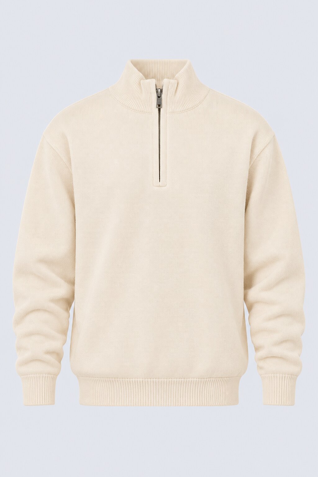 Mens Cream Cotton Blend Relaxed Fit Pullover - Image 7