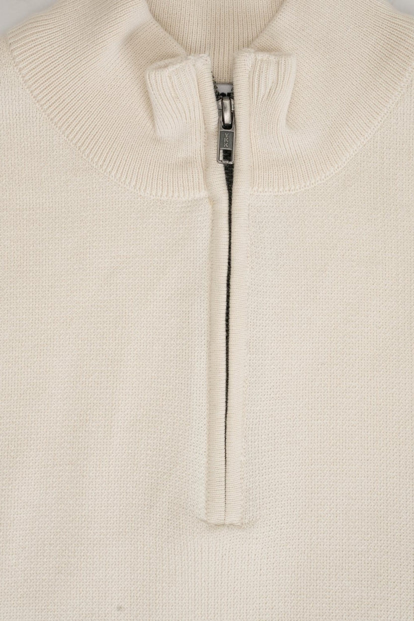 Mens Cream Cotton Blend Relaxed Fit Pullover - Image 8