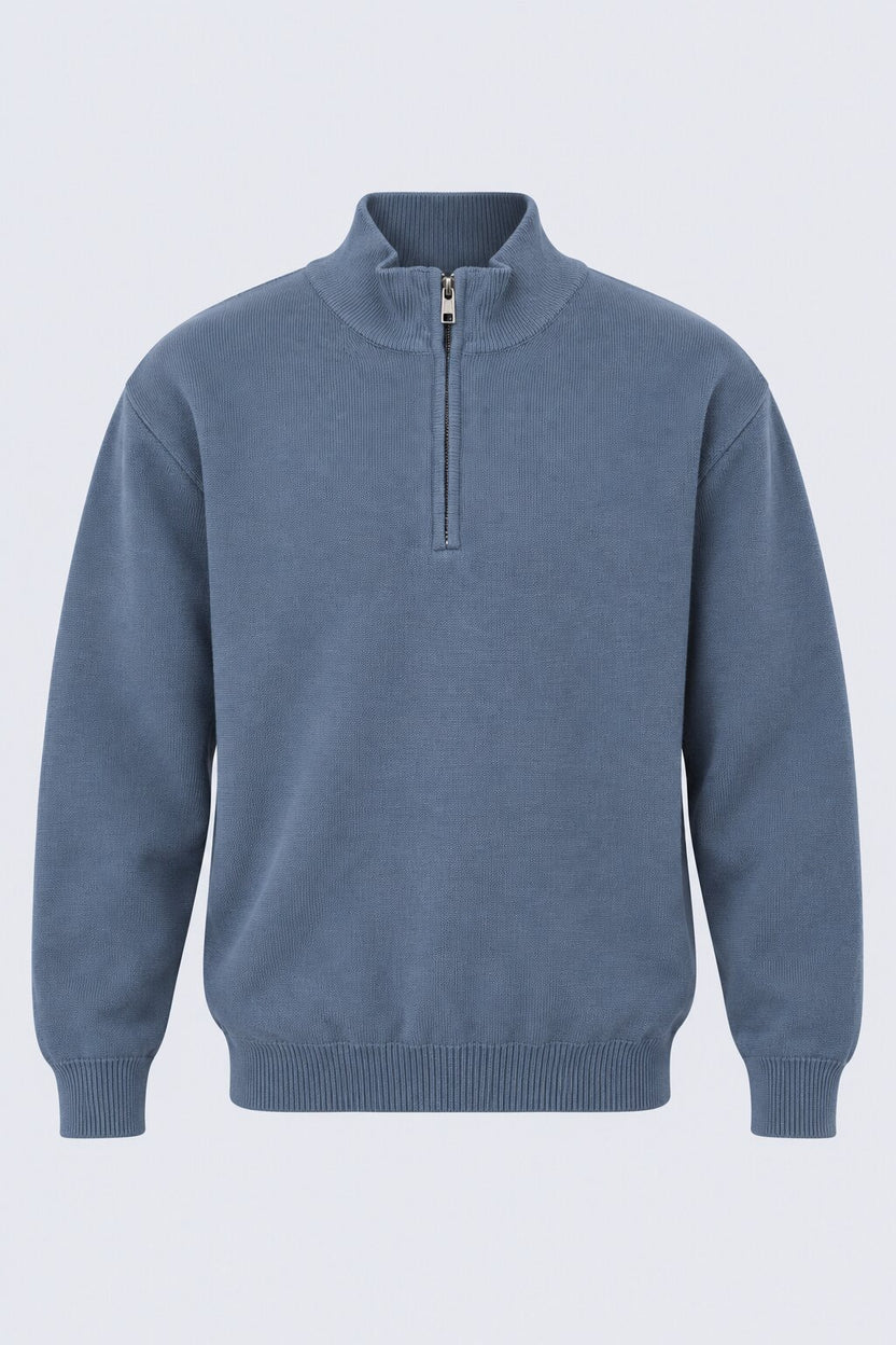Mens Blue Cotton Blend Relaxed Fit Pullover - Image 7