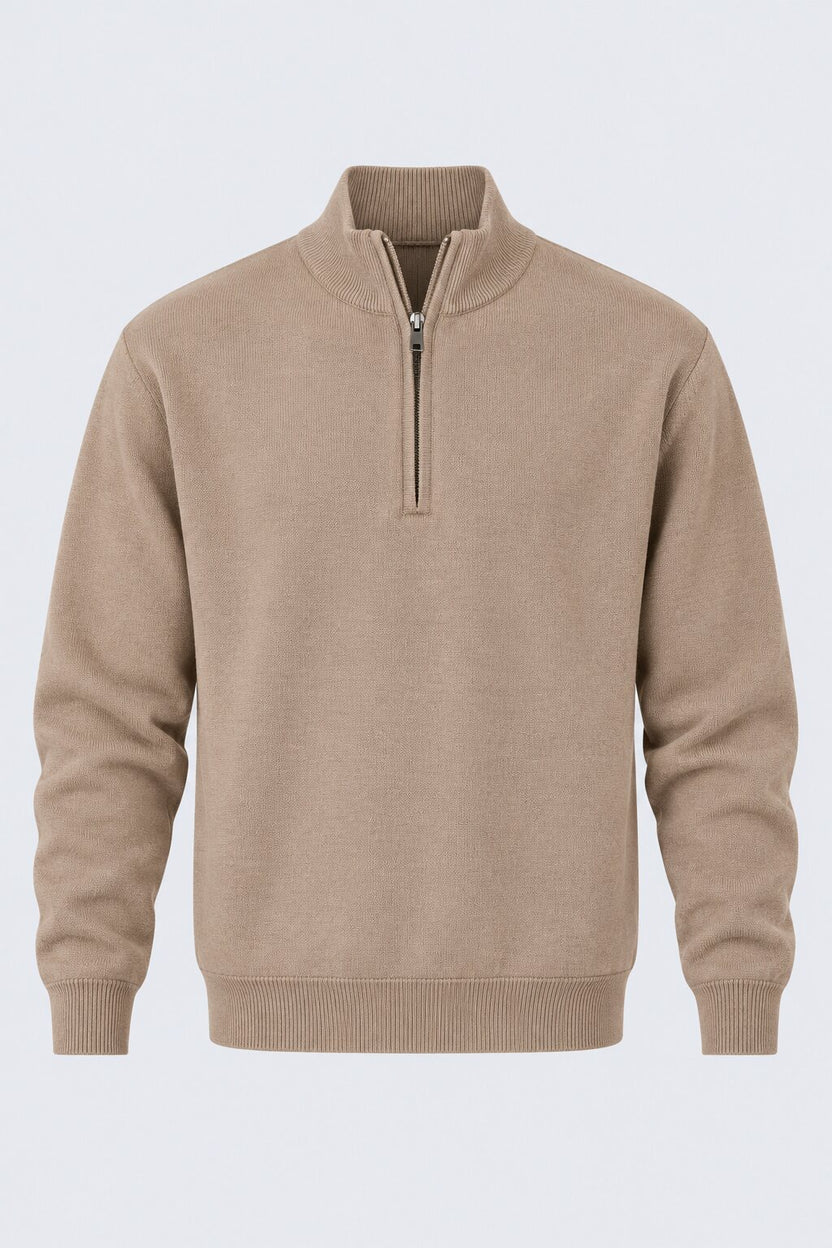Mens Taupe Cotton Blend Relaxed Fit Pullover - Image 7