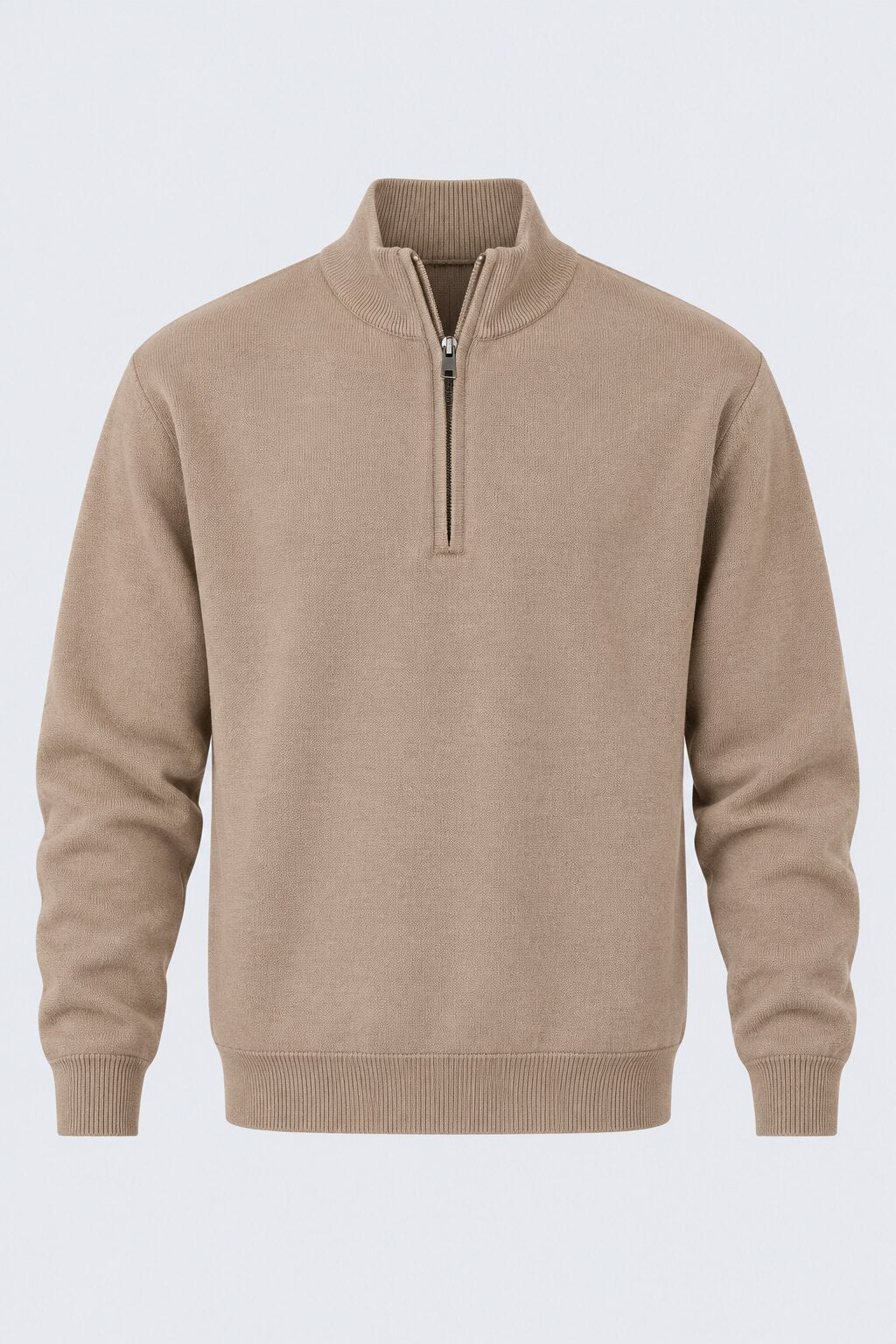 Mens Taupe Cotton Blend Relaxed Fit Pullover - Image 7