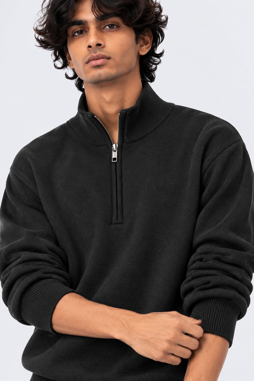 Mens Charcoal Cotton Blend Relaxed Fit Pullover - Image 3