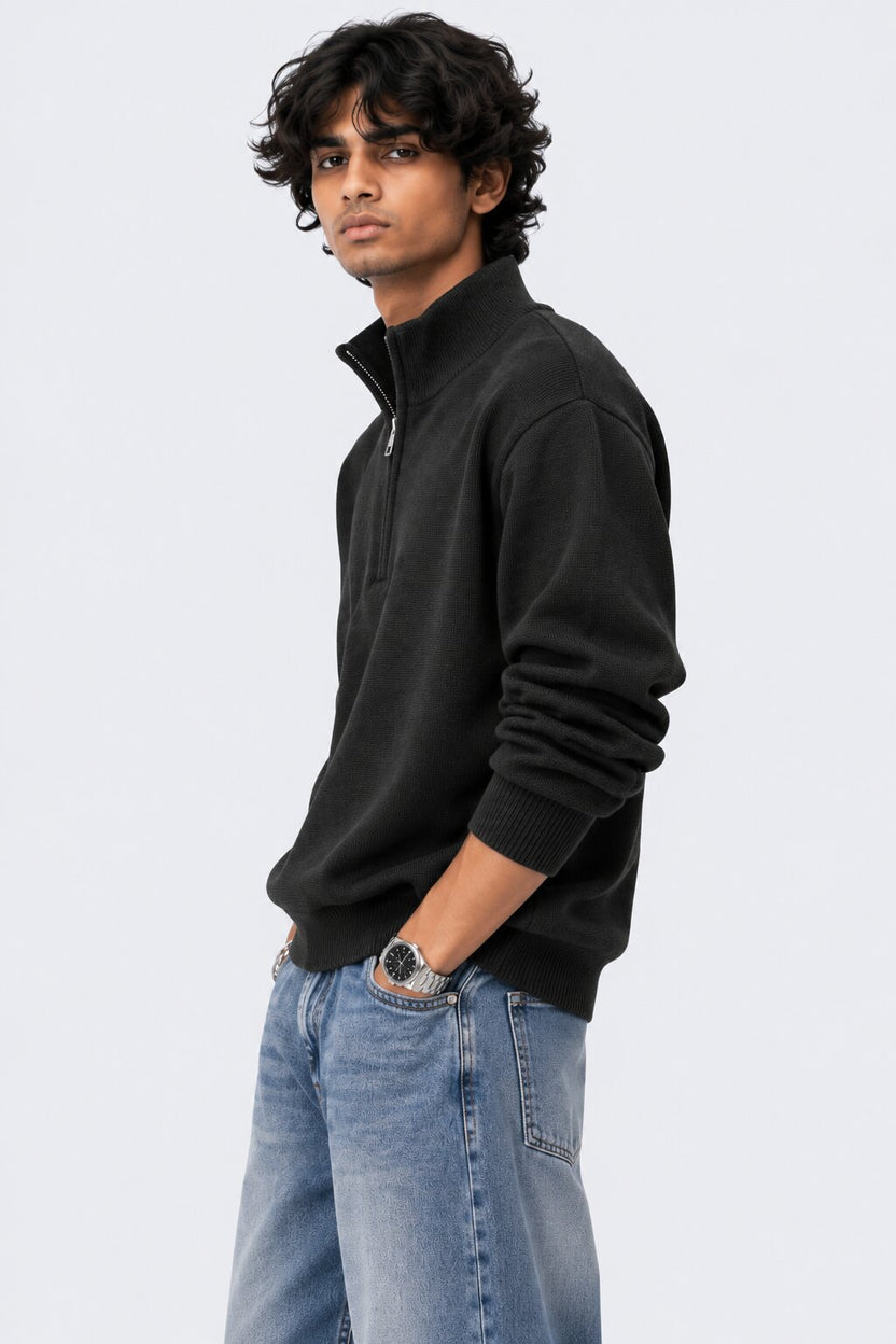 Mens Charcoal Cotton Blend Relaxed Fit Pullover - Image 4