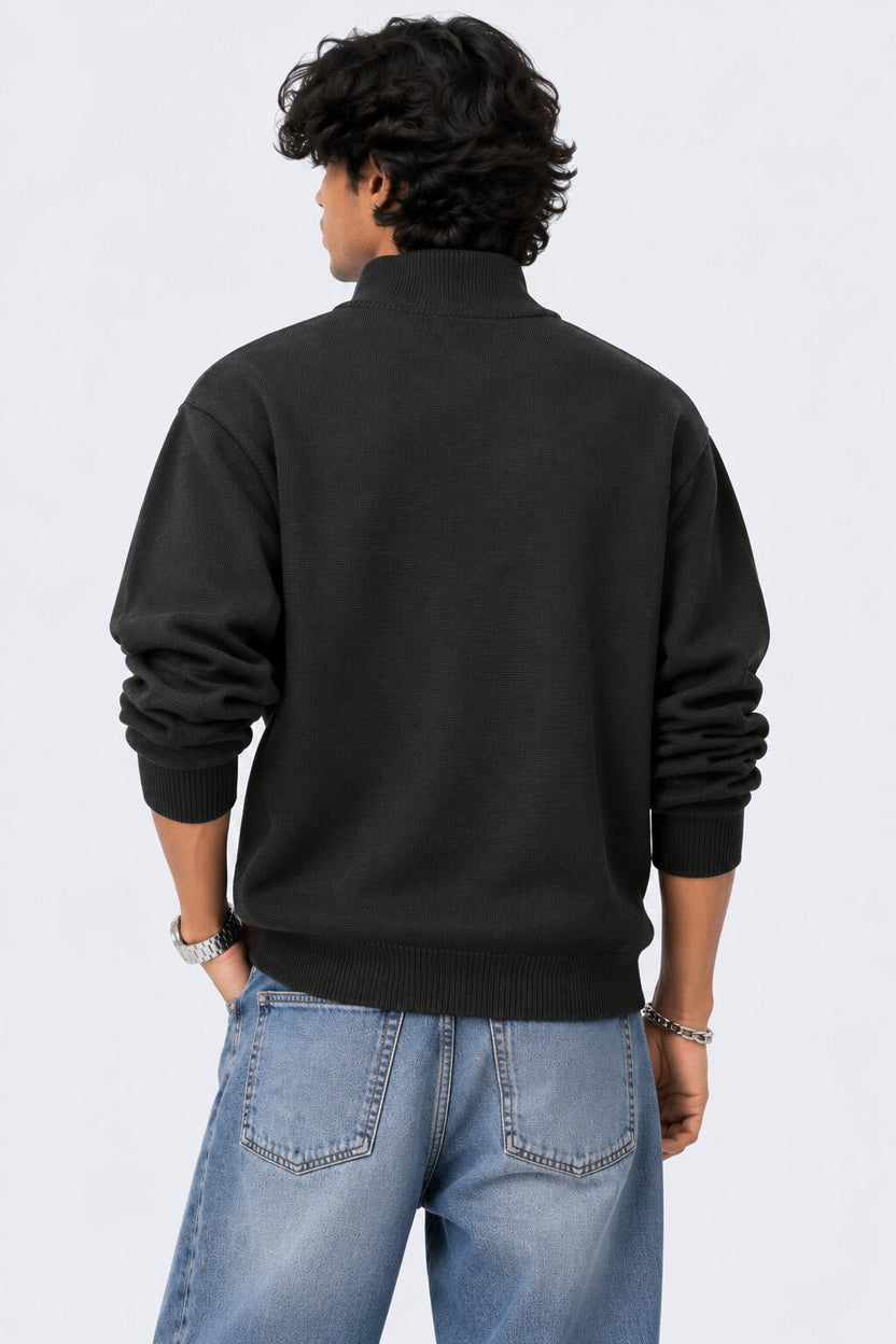 Mens Charcoal Cotton Blend Relaxed Fit Pullover - Image 5