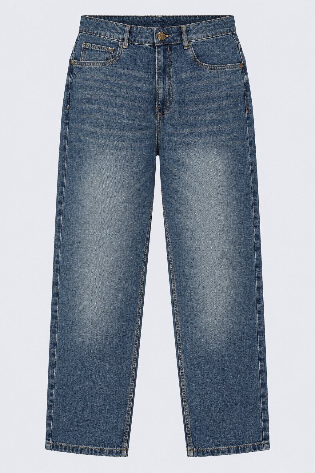 Mens Blue Denim Cotton Baggy Fit Jeans - Image 7