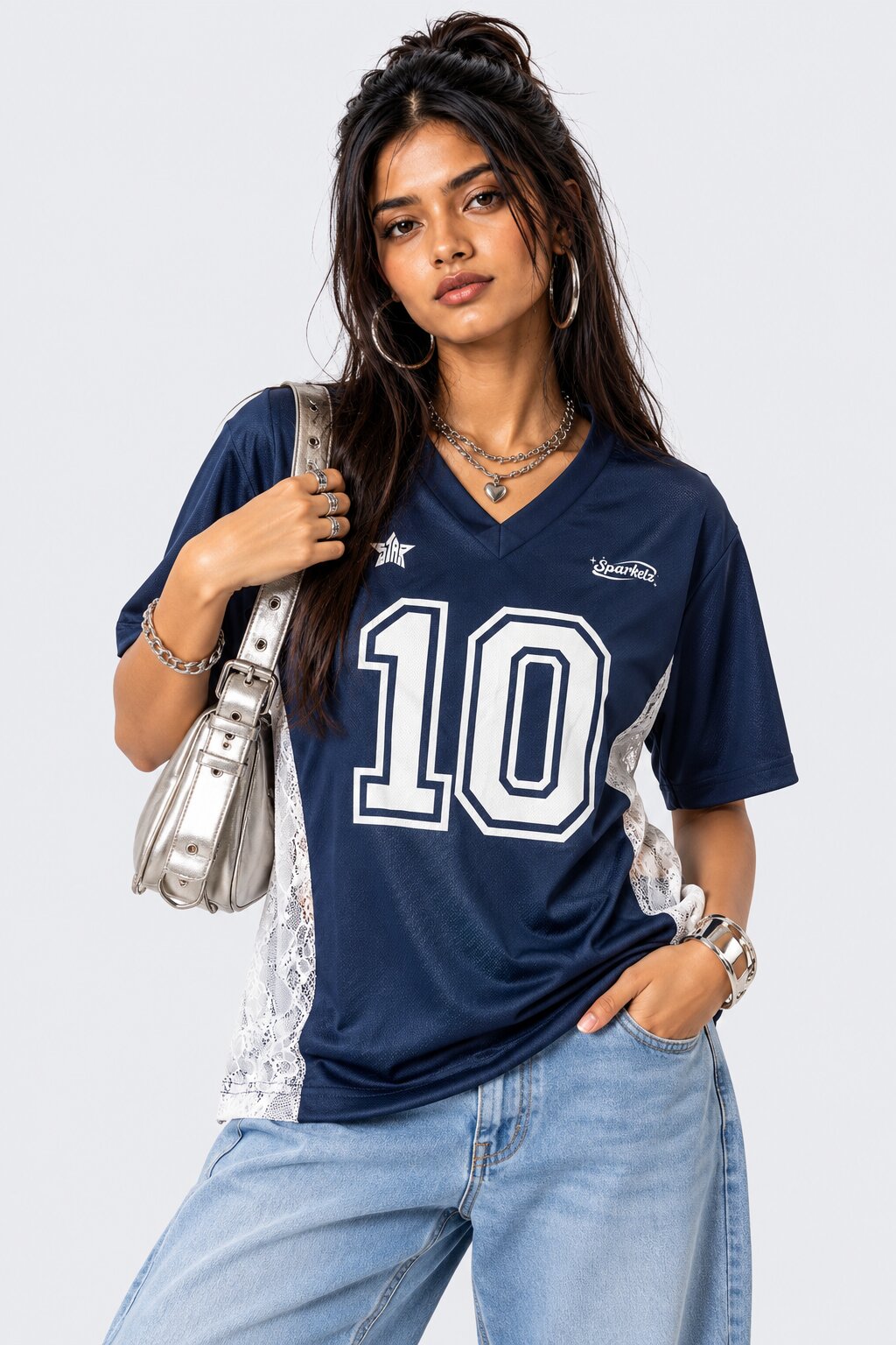 Womens Navy Athleisure T-Shirt - Image 1