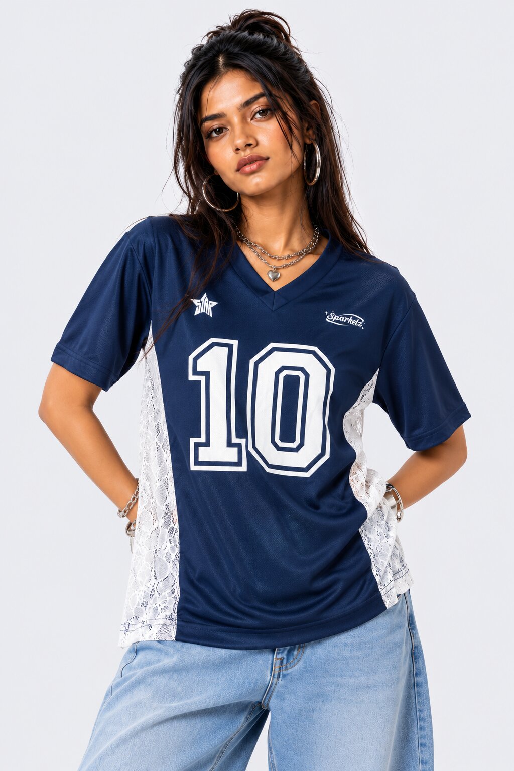 Womens Navy Athleisure T-Shirt - Image 2