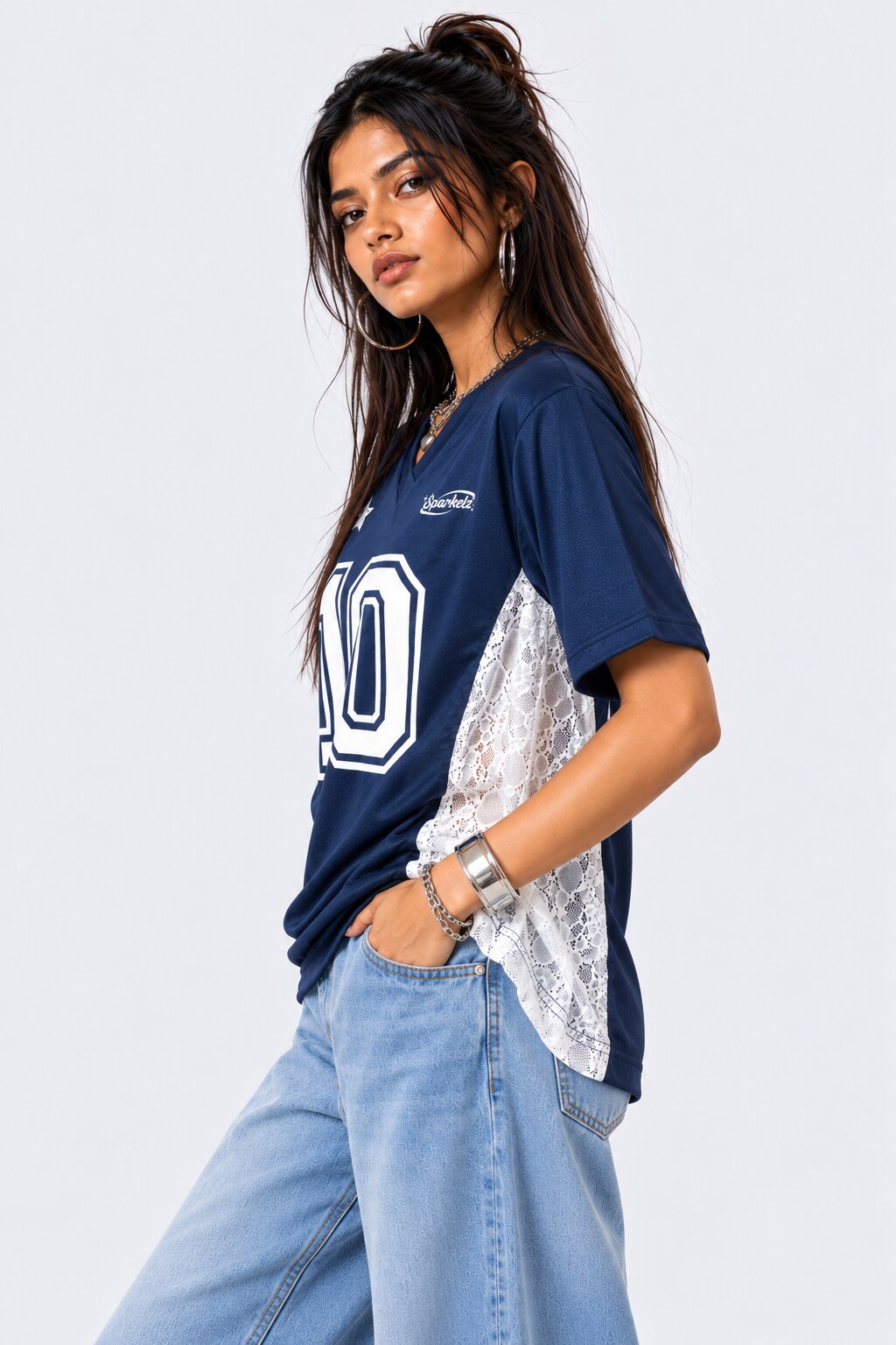 Womens Navy Athleisure T-Shirt - Image 4