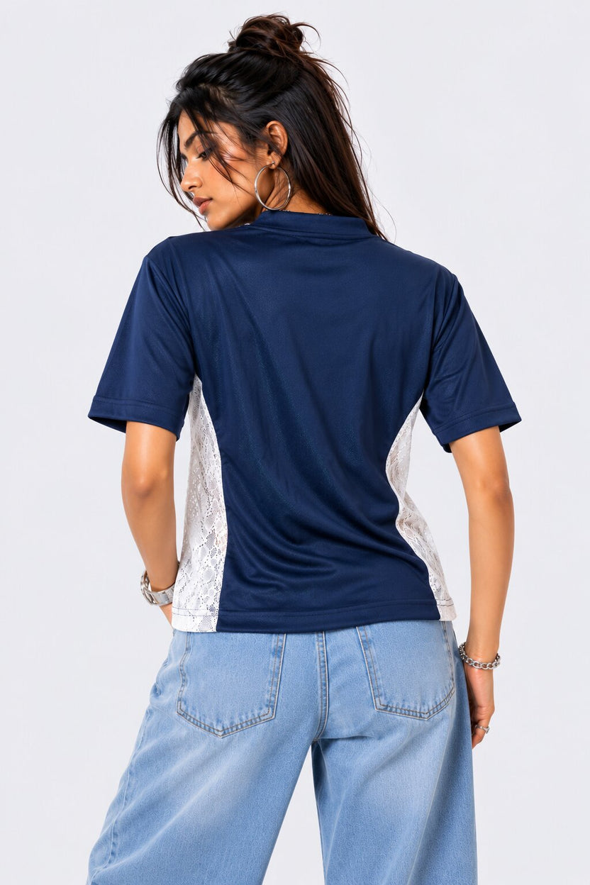 Womens Navy Athleisure T-Shirt - Image 5