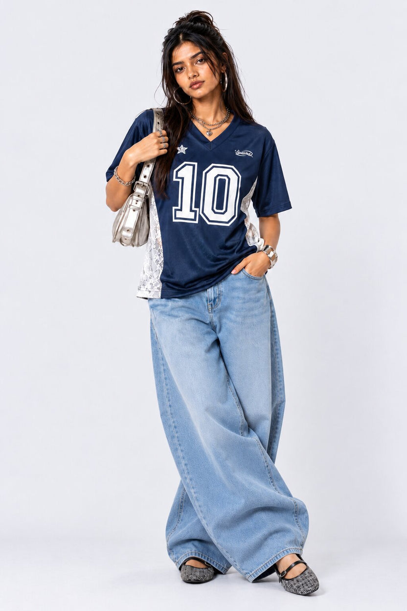 Womens Navy Athleisure T-Shirt - Image 6