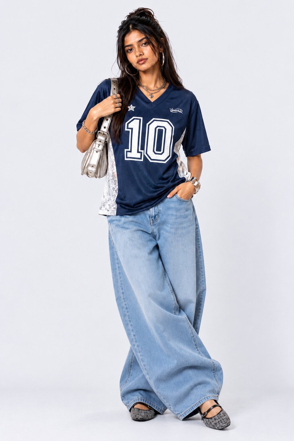 Womens Navy Athleisure T-Shirt - Image 6