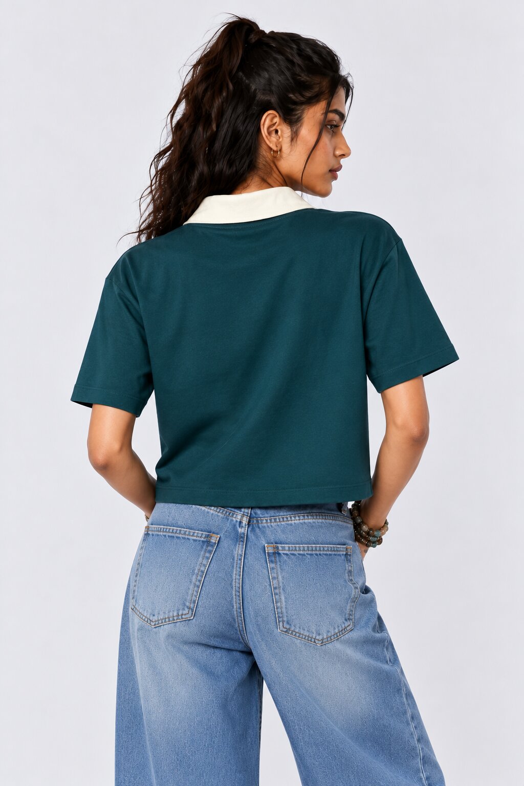 Womens Green Graphic Print Cropped T-Shirt - Image 5