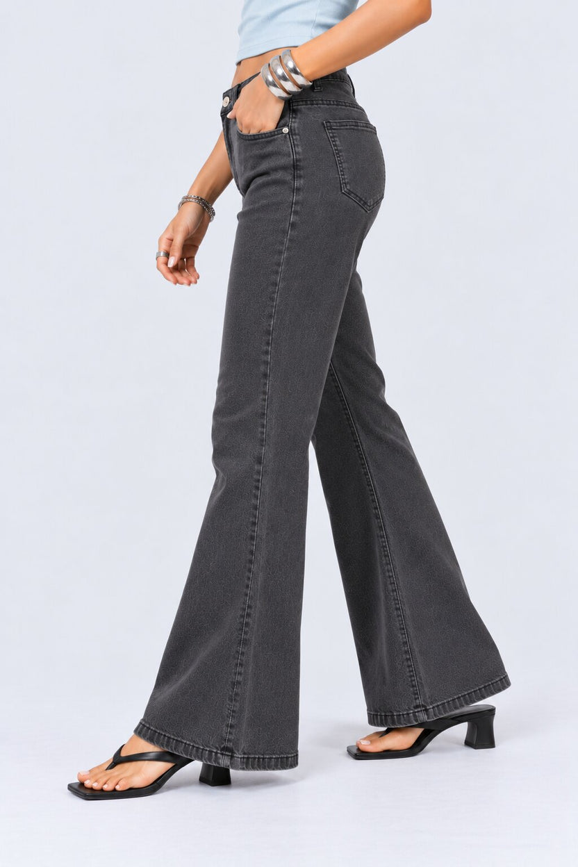 Womens Charcoal Bootcut Fit Jeans - Image 4