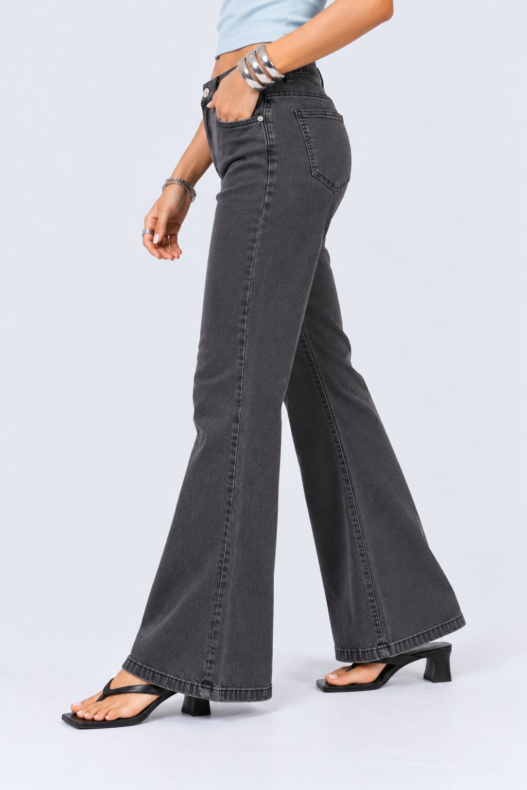 Womens Charcoal Bootcut Fit Jeans - Image 4