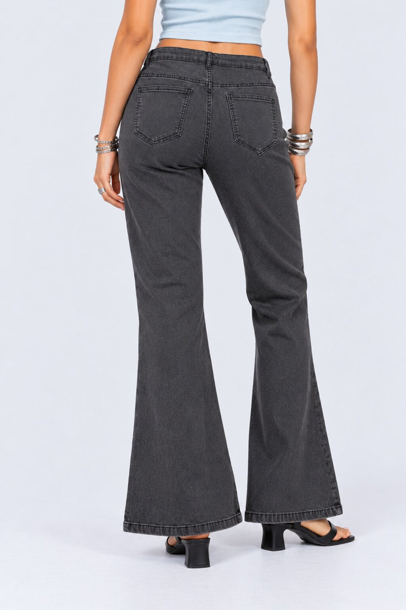 Womens Charcoal Bootcut Fit Jeans - Image 5
