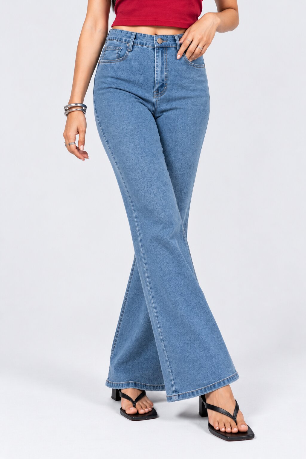 Womens Light Blue Bootcut Fit Jeans - Image 2