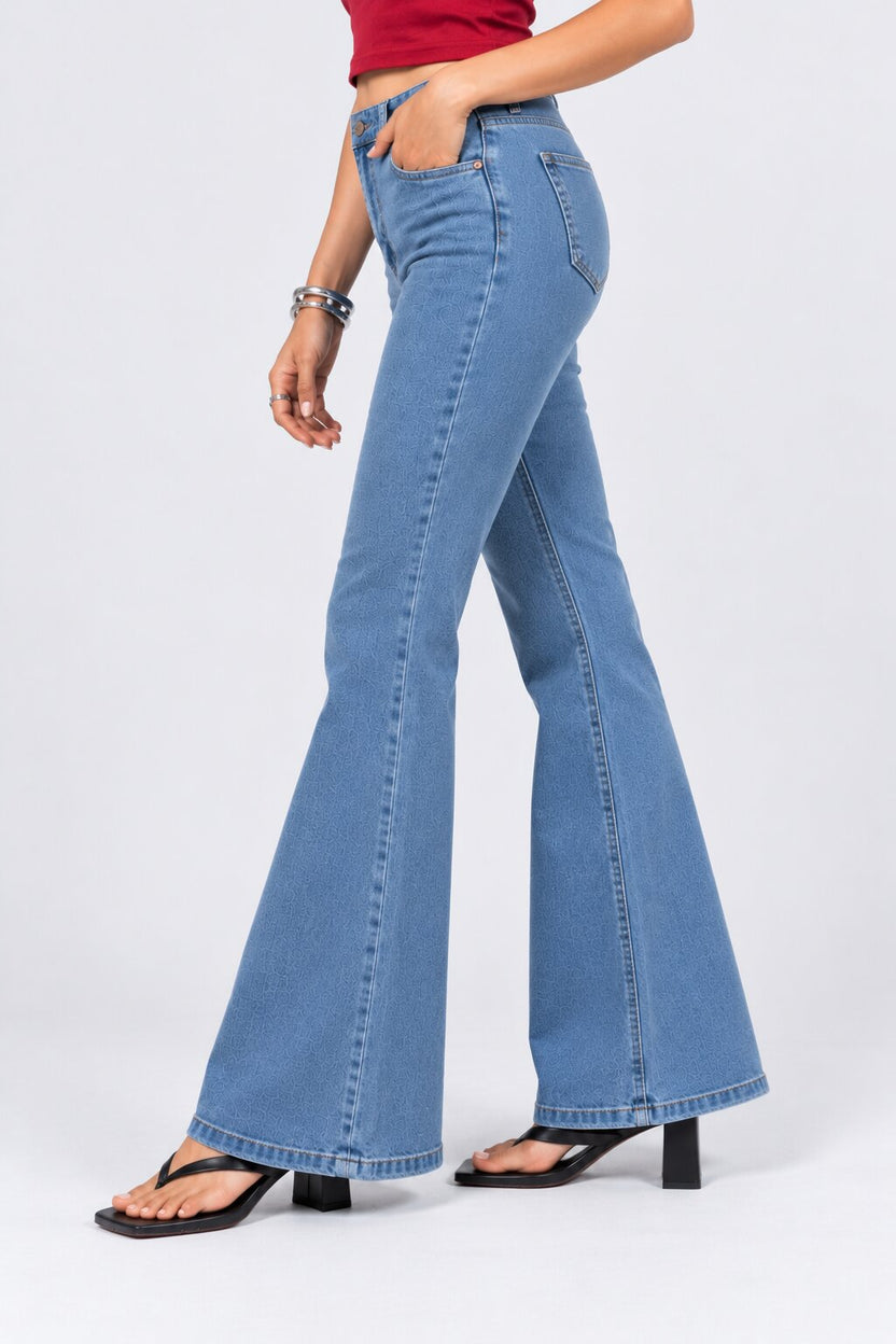 Womens Light Blue Bootcut Fit Jeans - Image 4