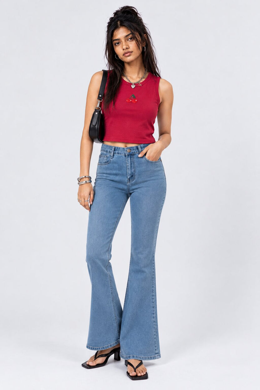 Womens Light Blue Bootcut Fit Jeans - Image 6