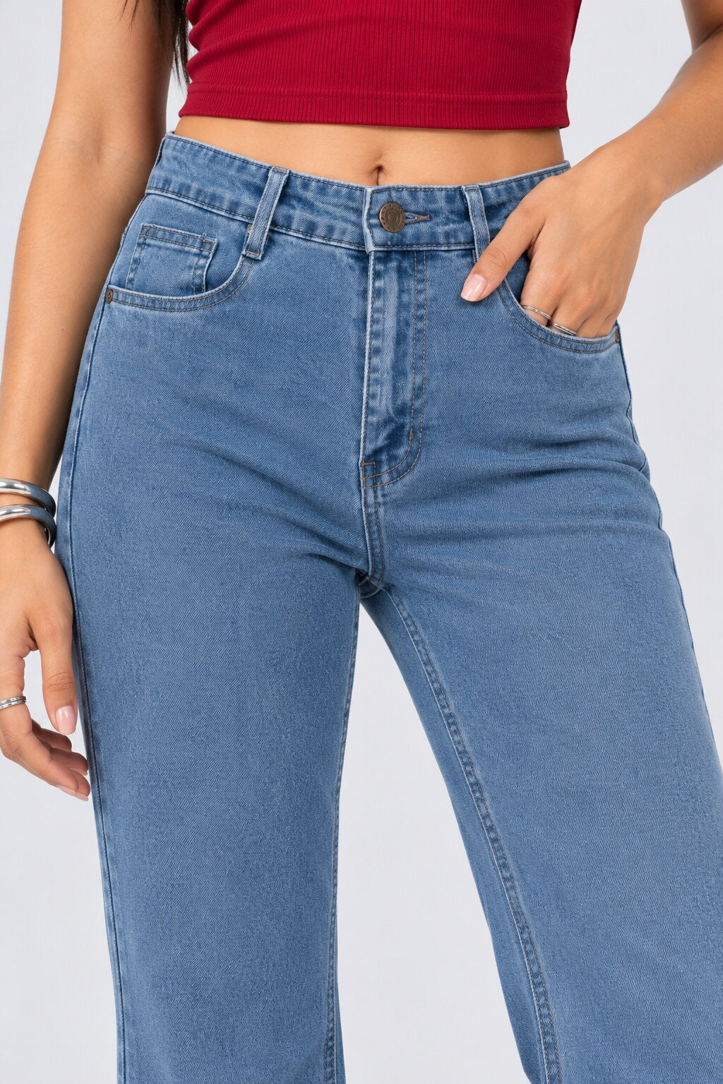 Womens Light Blue Bootcut Fit Jeans - Image 9