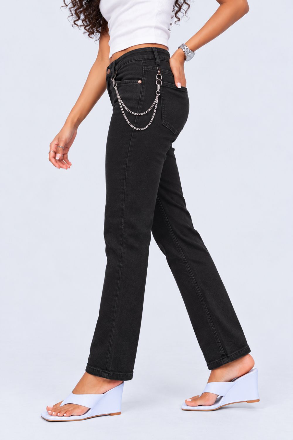 Womens Black Skinny Fit Jeans - Image 4