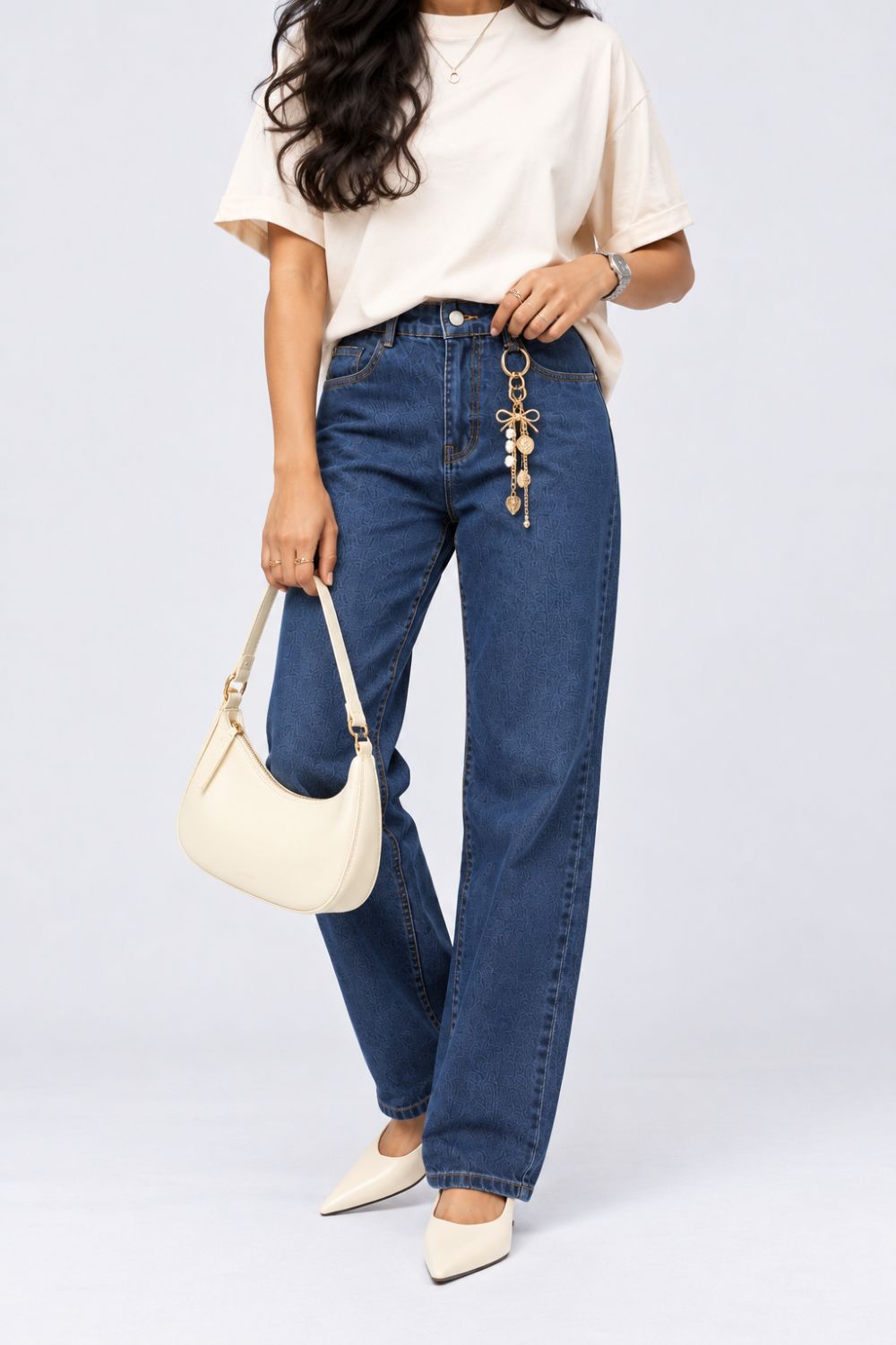 Womens Navy Straight Fit Jeans - Image 1