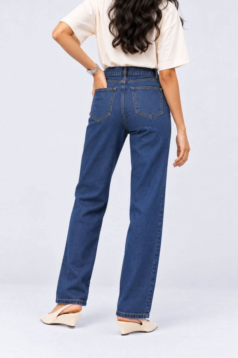 Womens Navy Straight Fit Jeans - Image 5