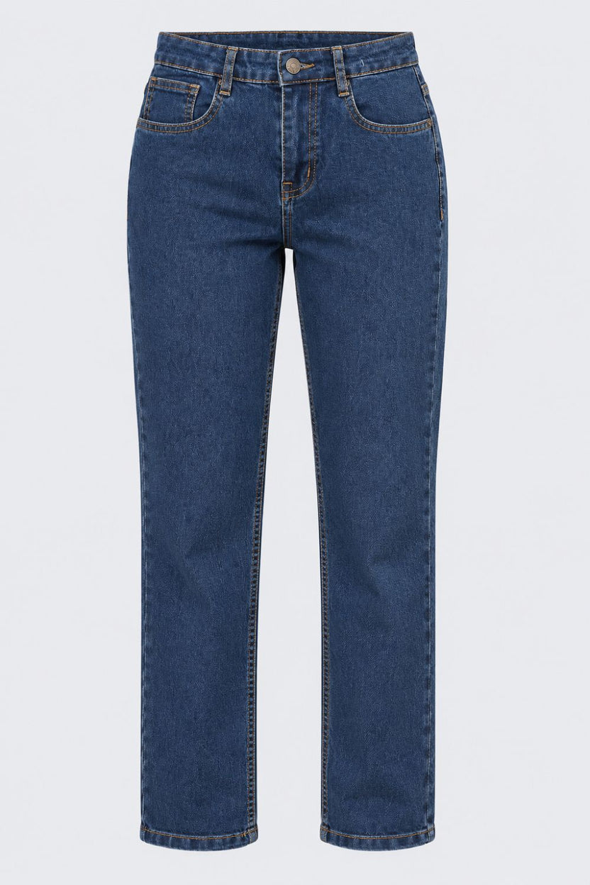Womens Navy Straight Fit Jeans - Image 7