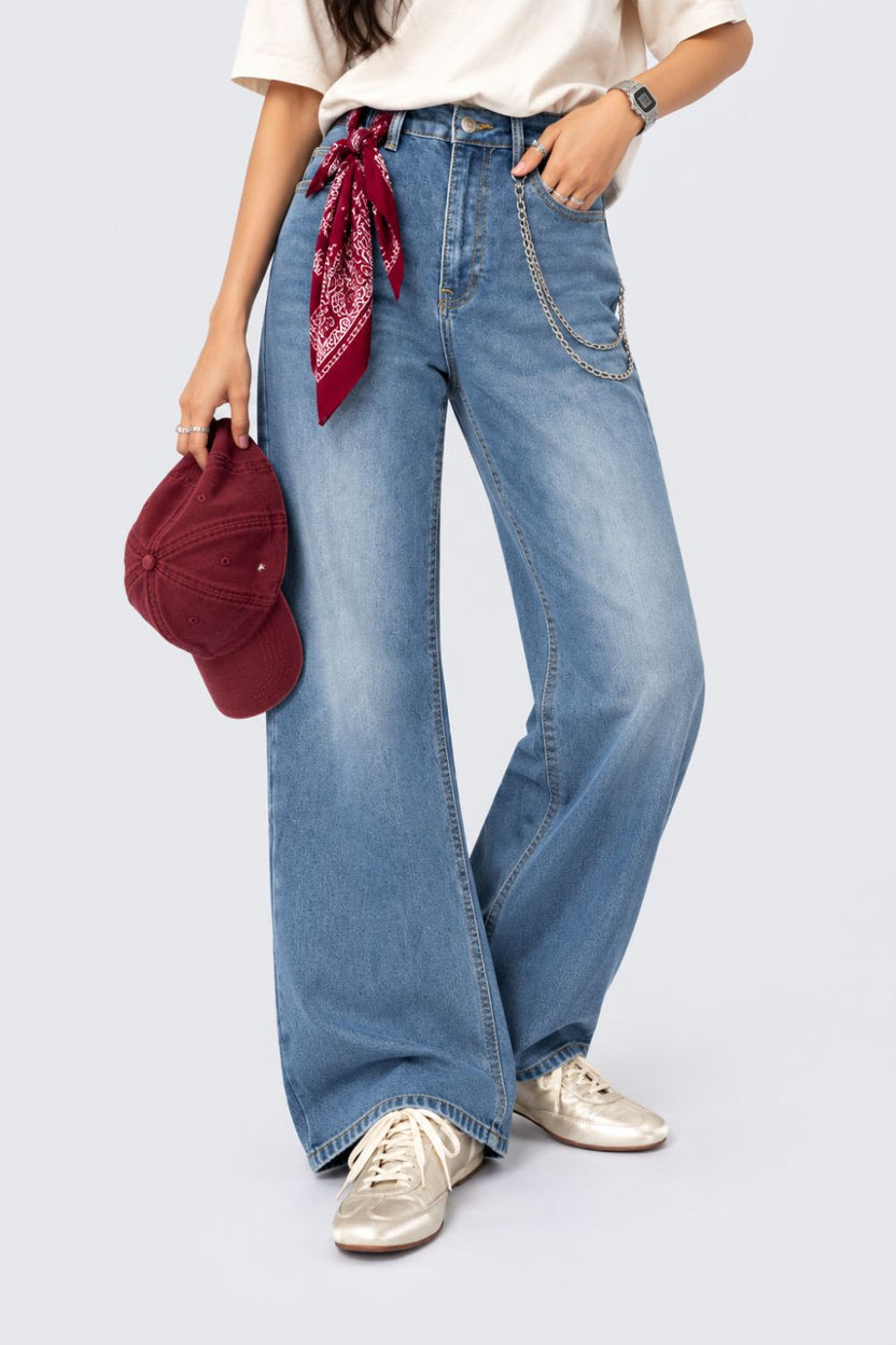 Womens Light Blue Flared Jeans - Image 1