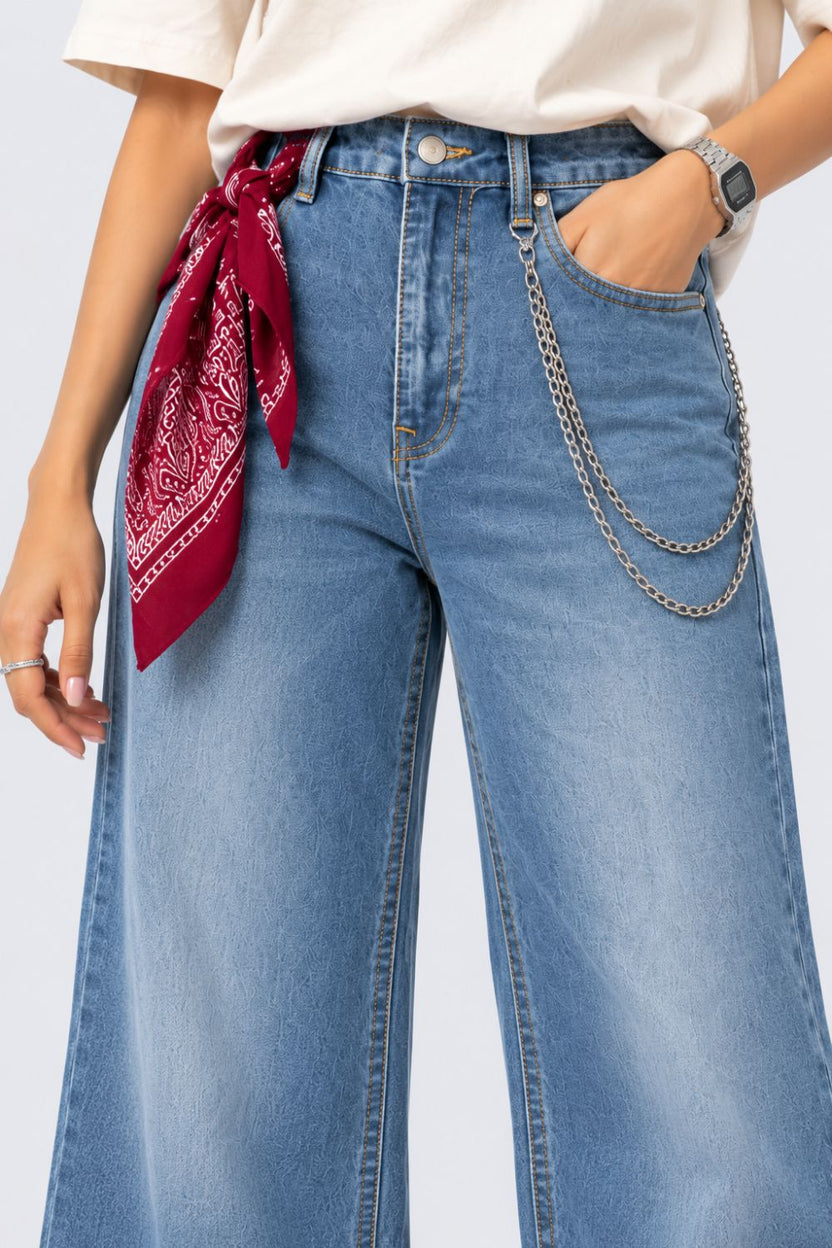 Womens Light Blue Flared Jeans - Image 3