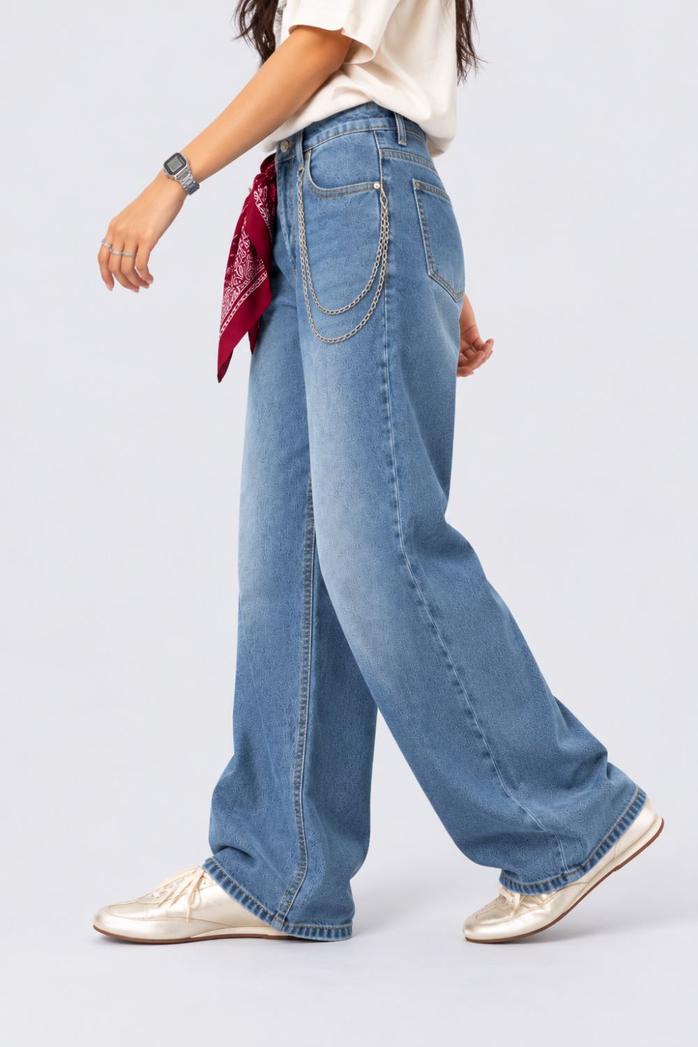 Womens Light Blue Flared Jeans - Image 4
