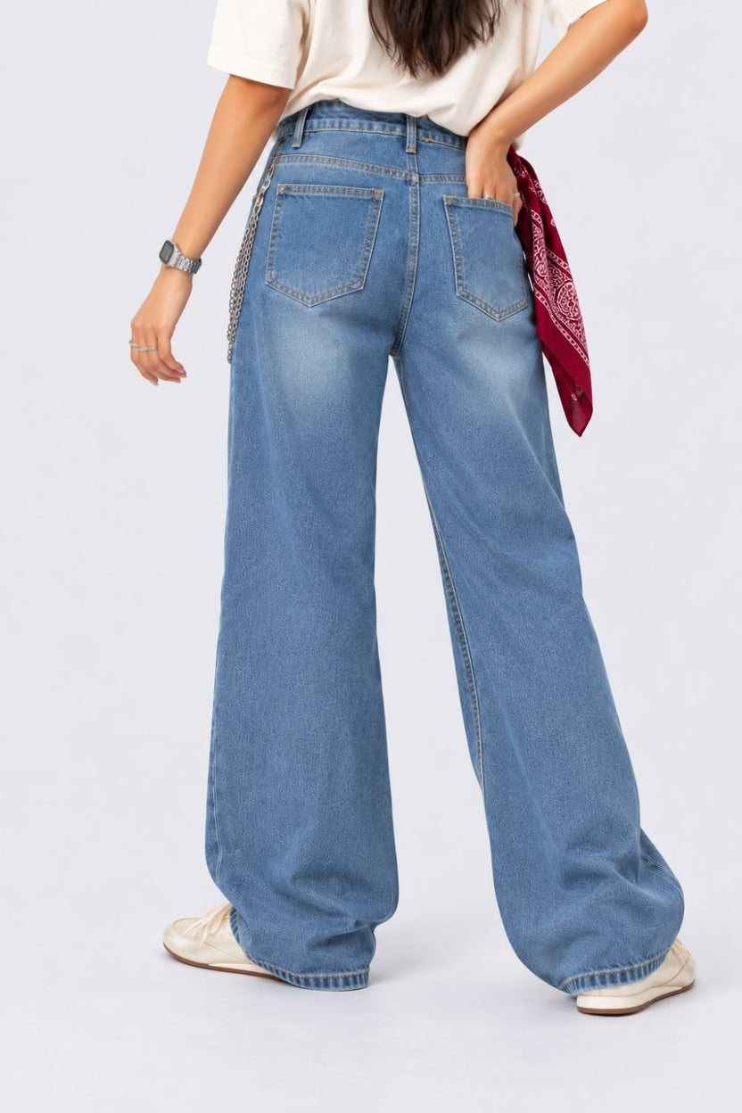 Womens Light Blue Flared Jeans - Image 5