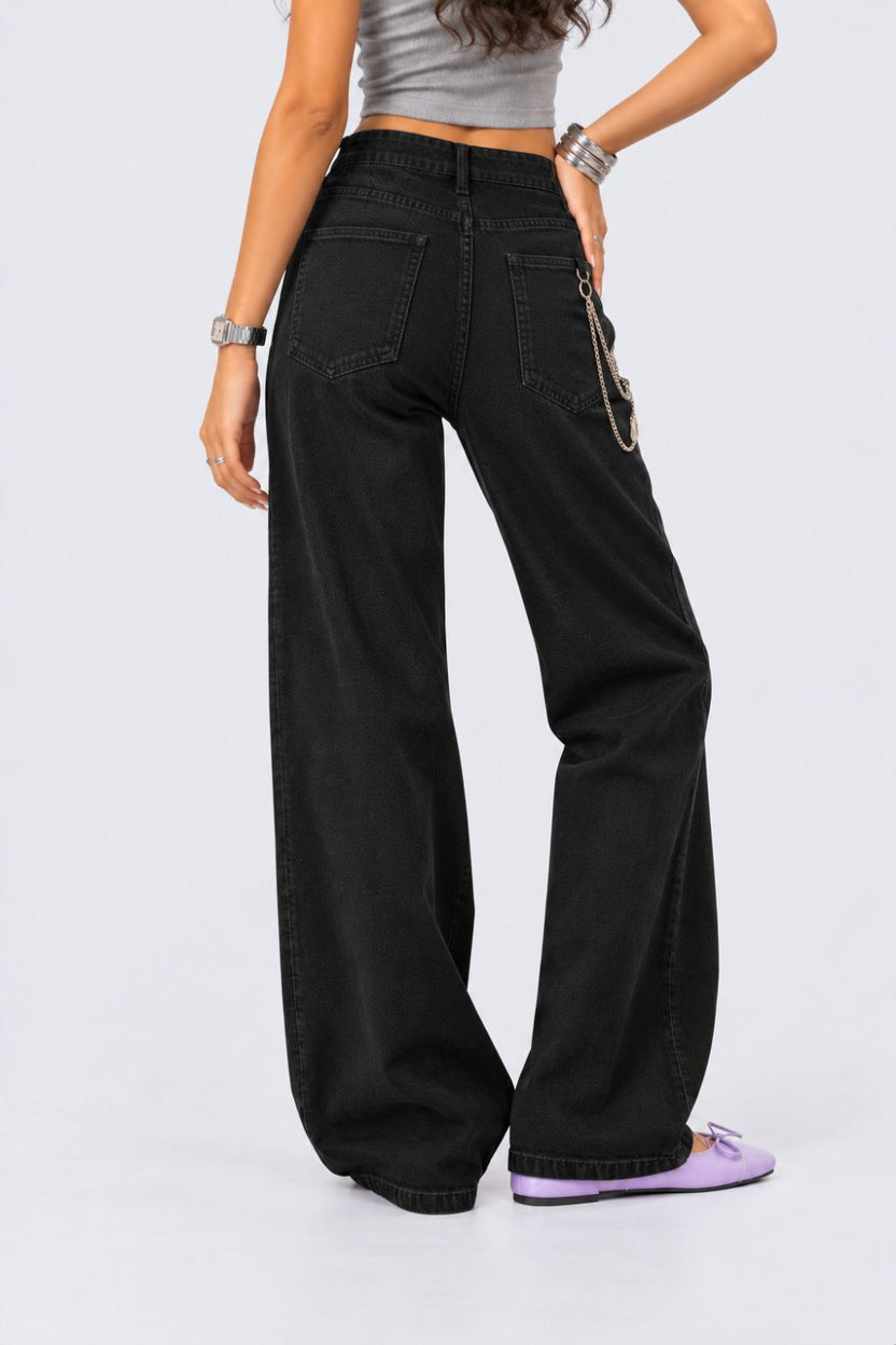 Womens Black Mini Flare Jeans - Image 5
