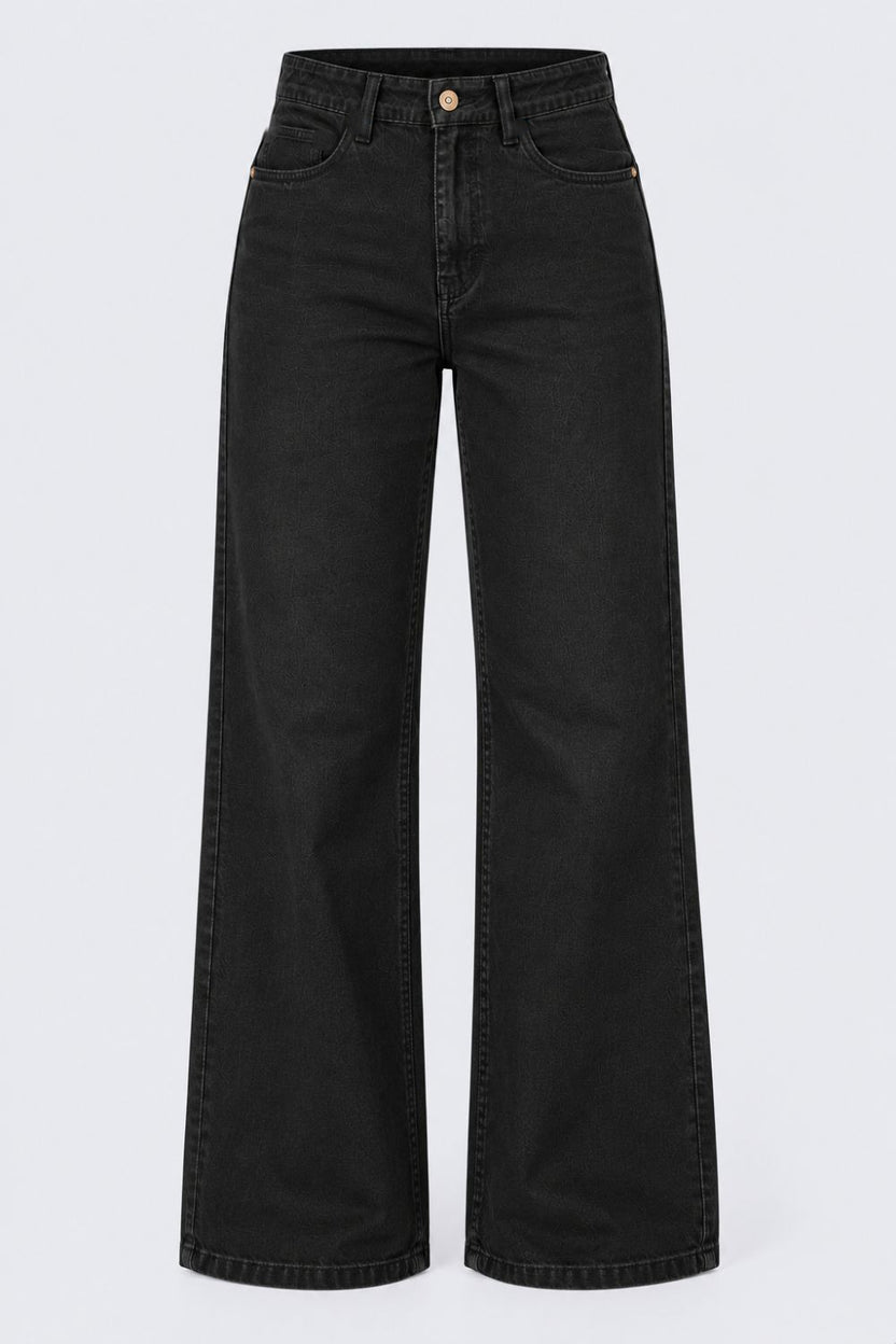 Womens Black Mini Flare Jeans - Image 7
