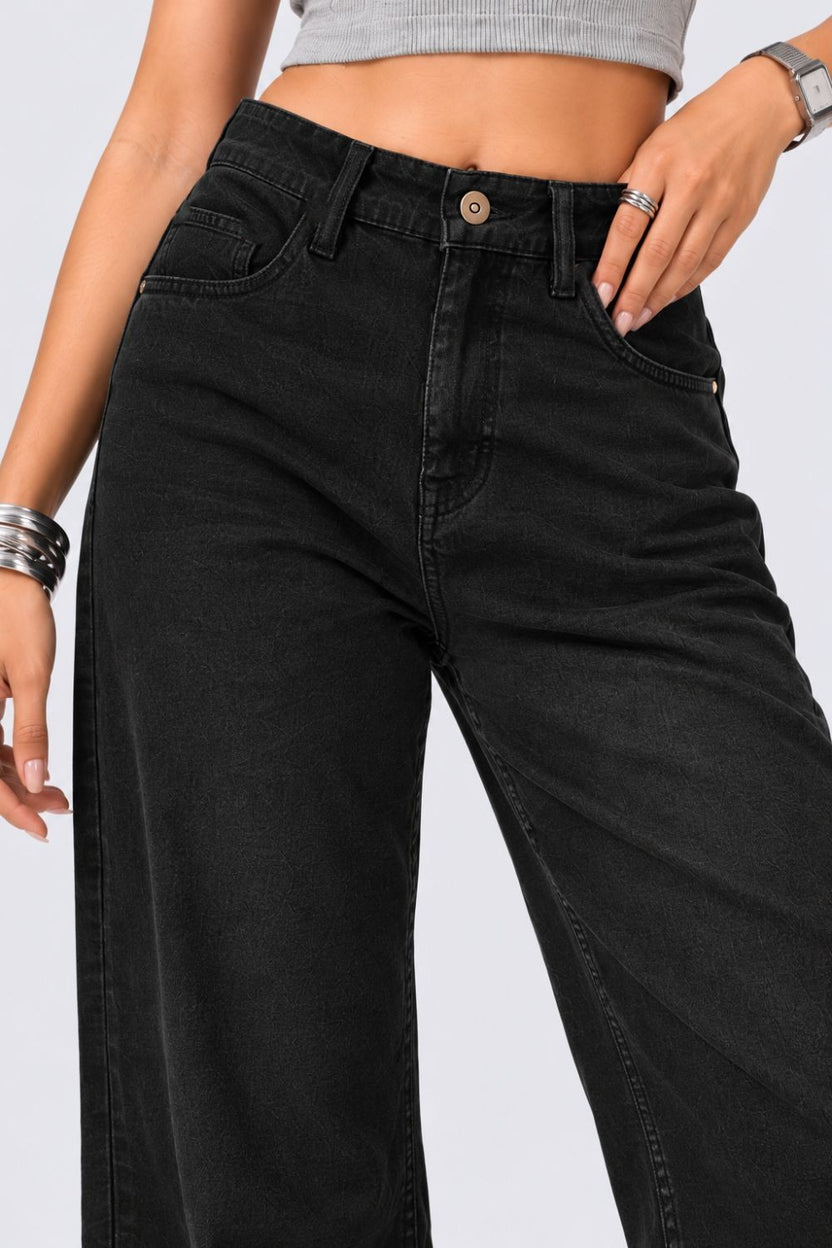 Womens Black Mini Flare Jeans - Image 9