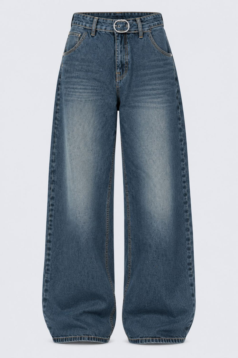 Womens Blue Baggy Fit Jeans With 5 Pocket - Image 7