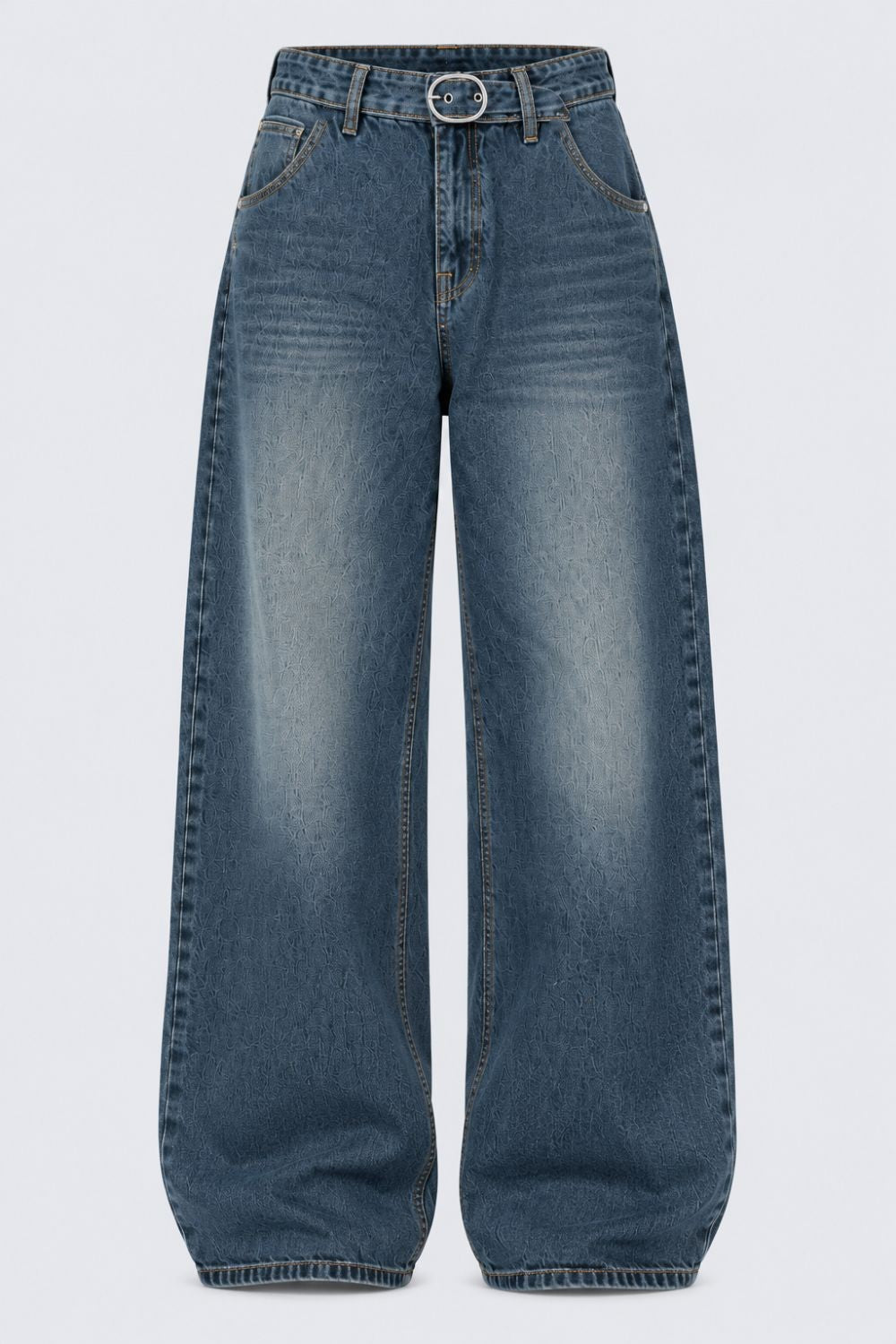 Womens Blue Baggy Fit Jeans With 5 Pocket - Image 7