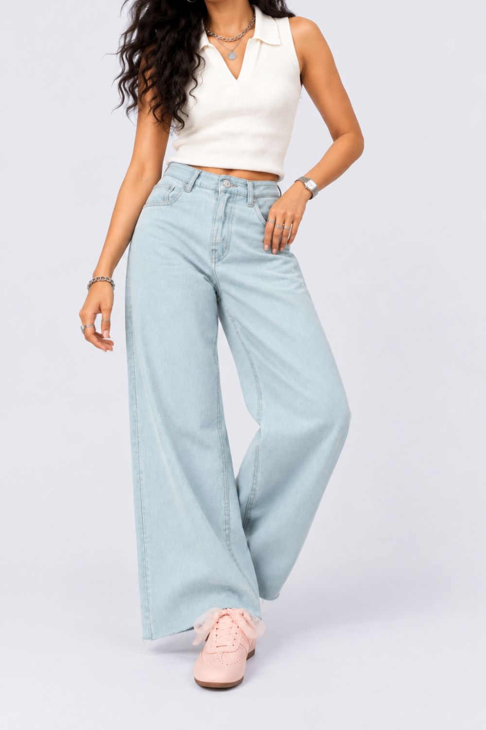 Womens Light Blue Regular Fit Jeans With 5 Pocket - Image 2