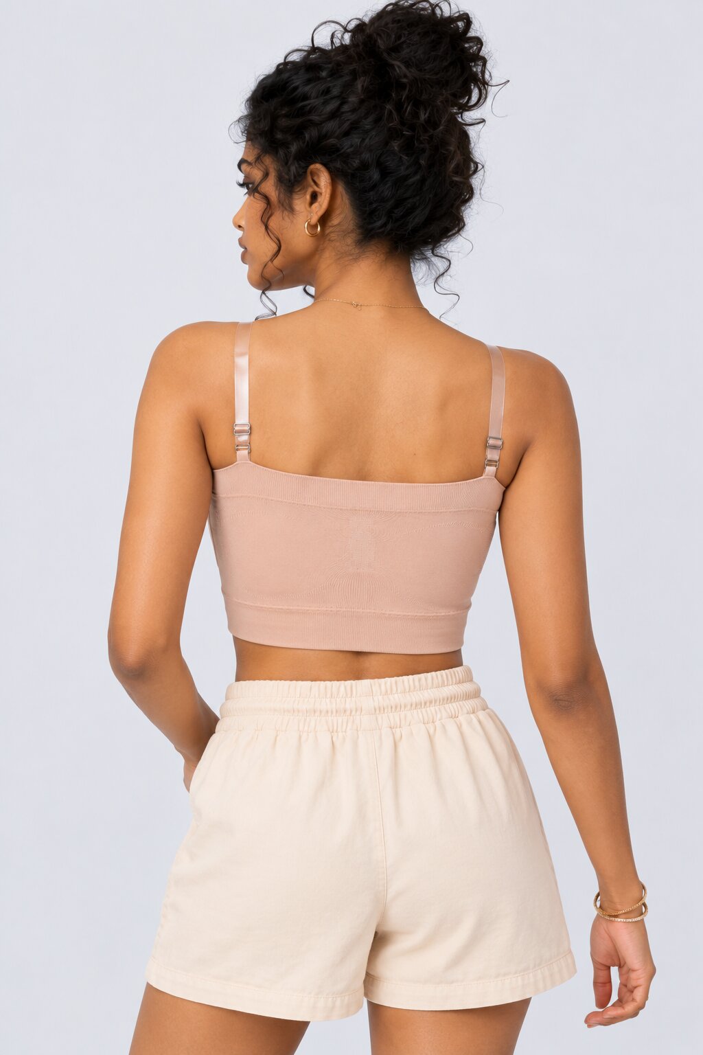 Womens Beige Seamless Strappy Tube Bralette - Image 5