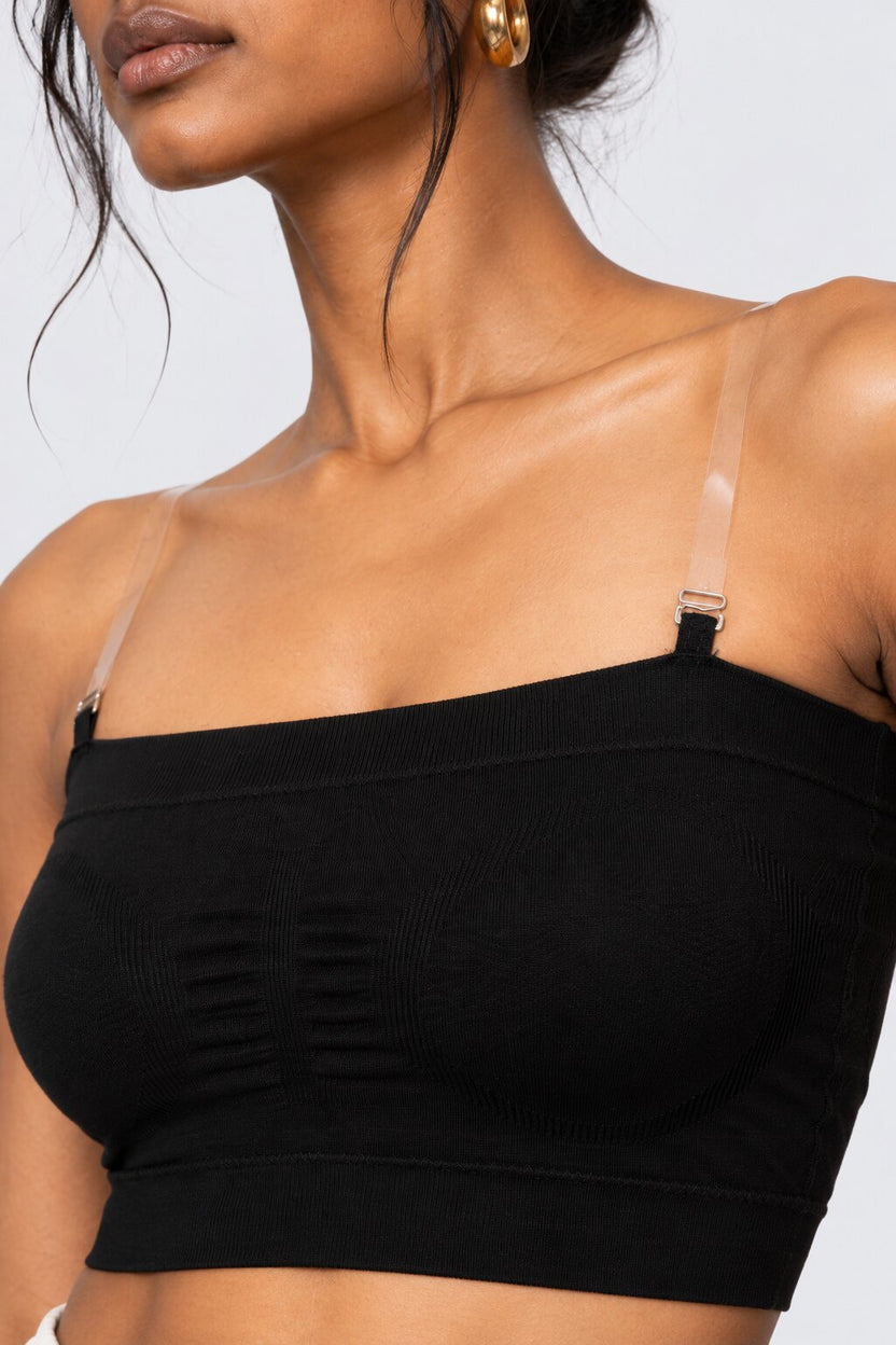 Womens Black Seamless Strappy Tube Bralette - Image 7