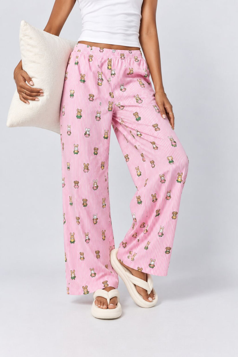 Womens Pink Bunny Print Lounge Pant - Image 1
