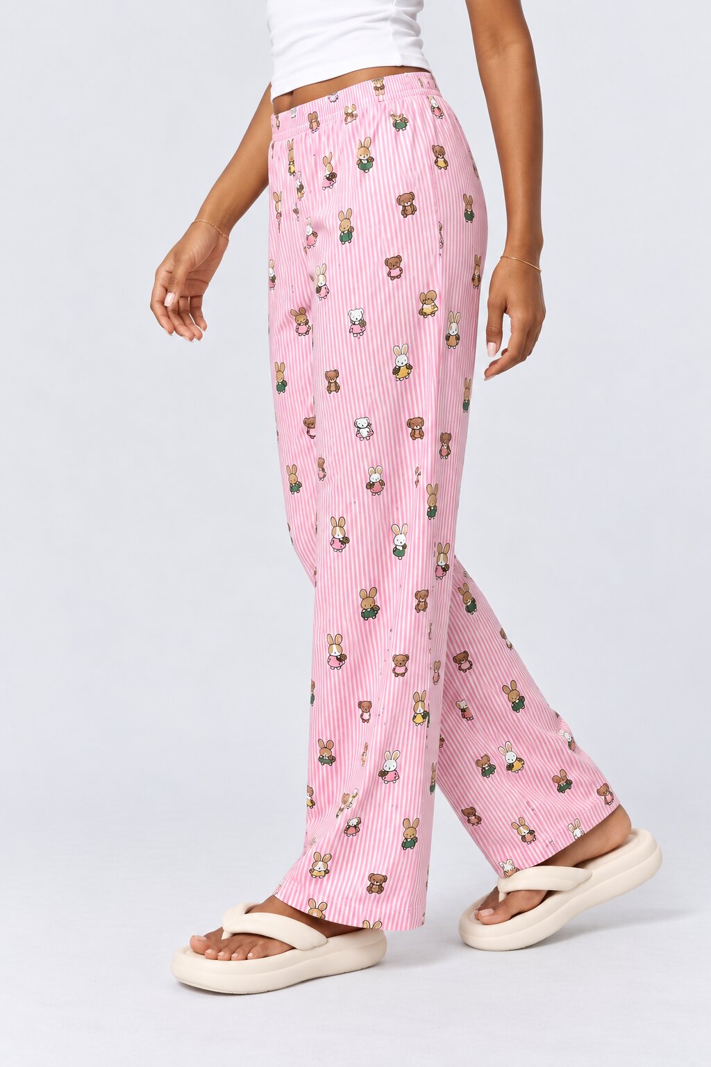 Womens Pink Bunny Print Lounge Pant - Image 4