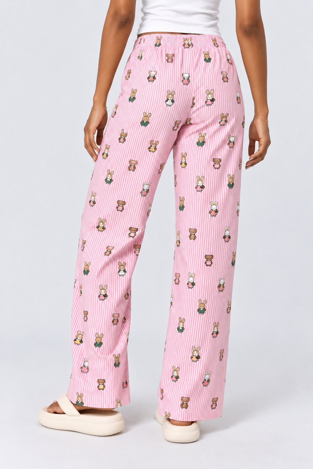 Womens Pink Bunny Print Lounge Pant - Image 5