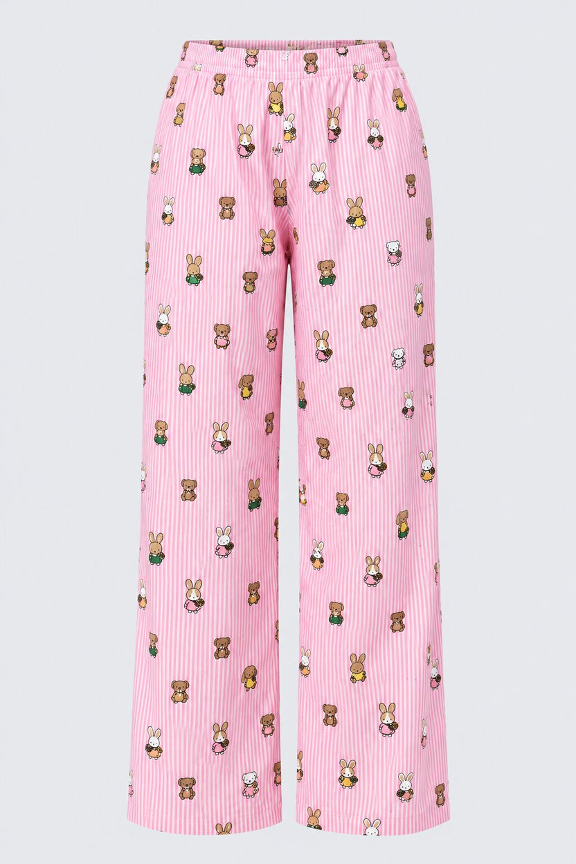 Womens Pink Bunny Print Lounge Pant - Image 7