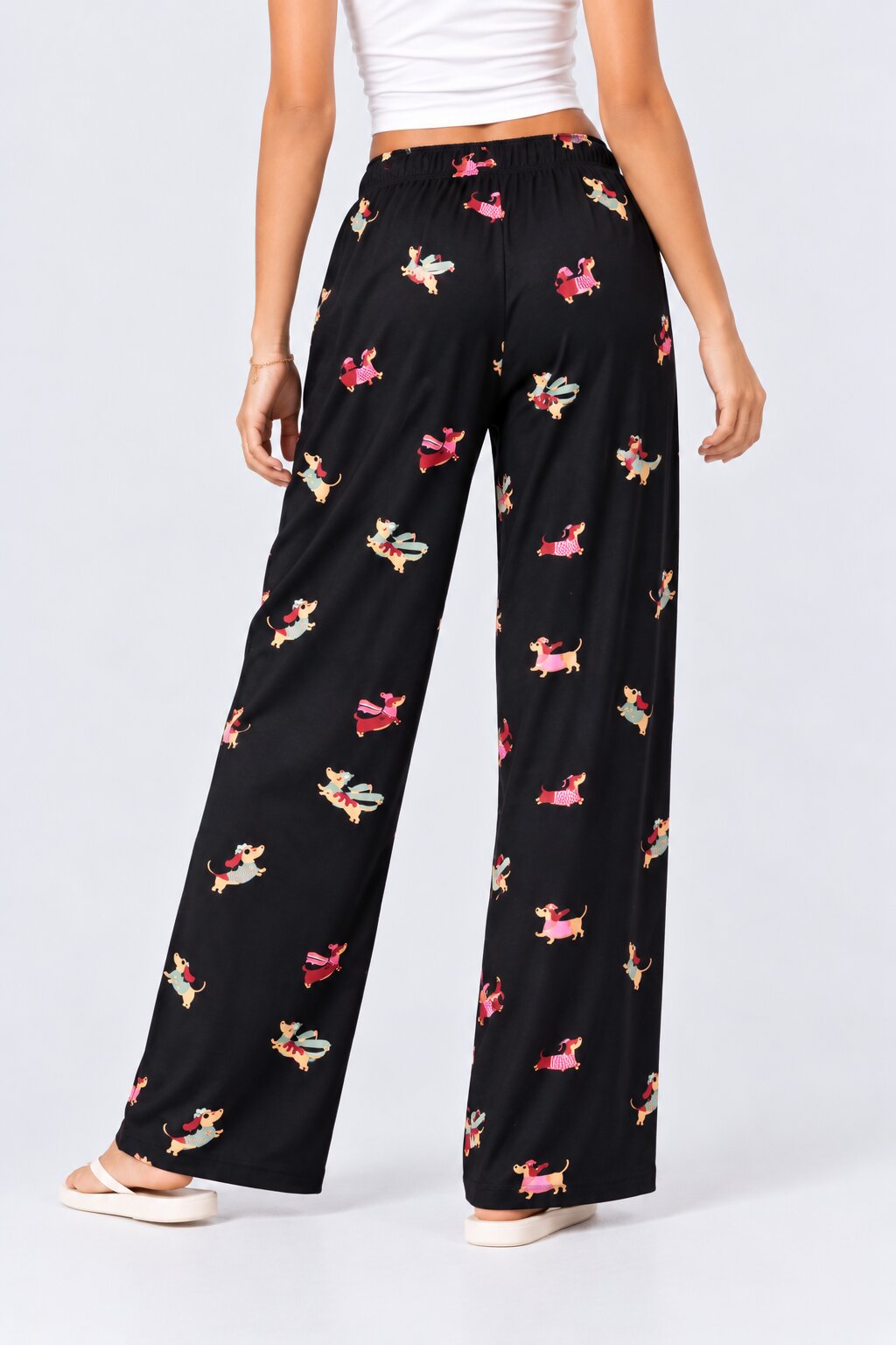 Womens Black Doggy Print Lounge Pant - Image 5